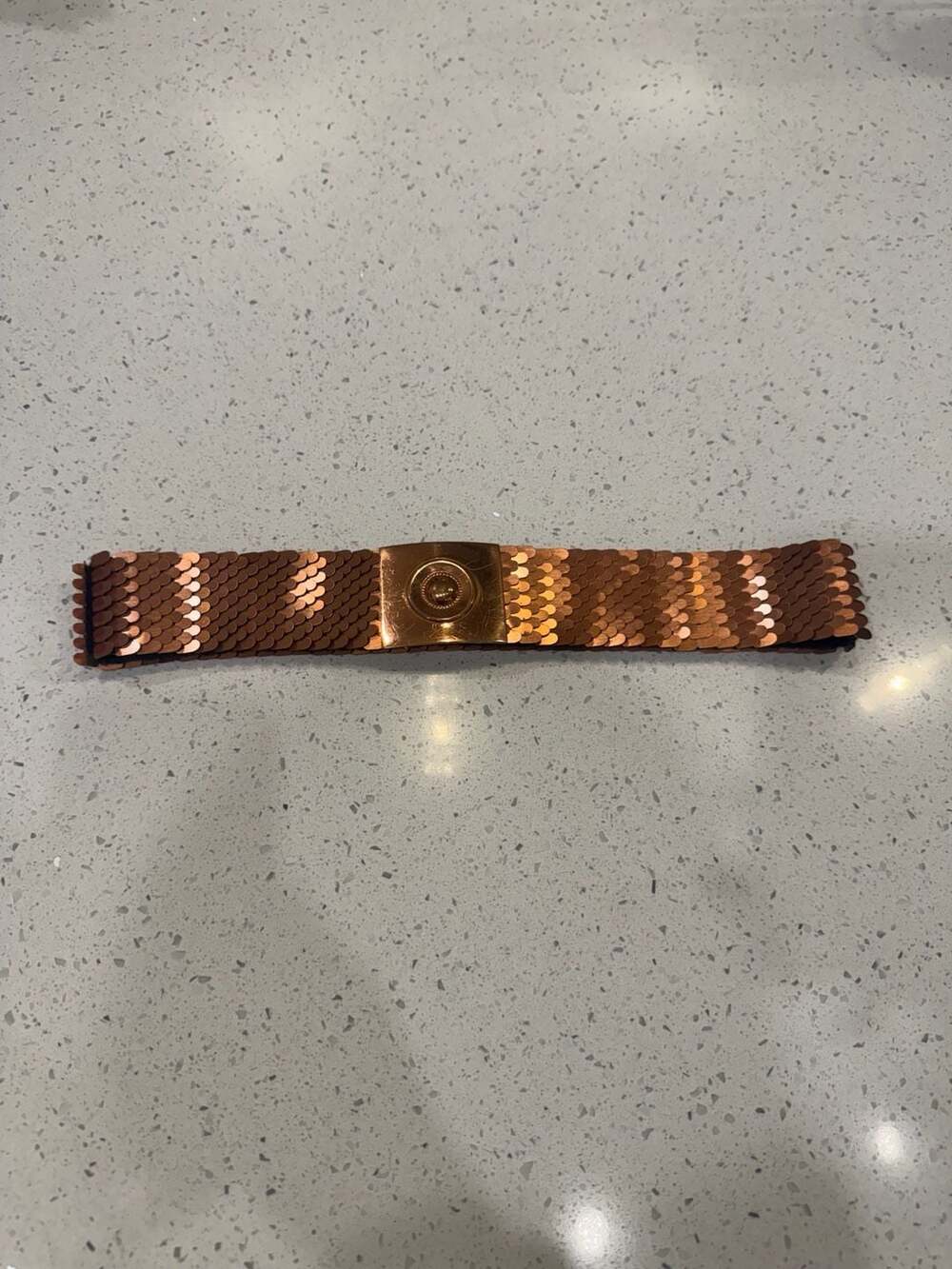 Vintage Copper Metal Fish Scale Elastic Stretch Belt